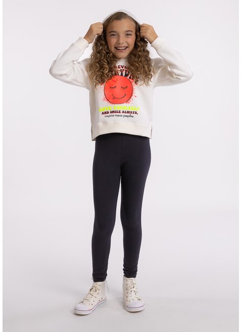 calca legging infantil em cotton preta 3