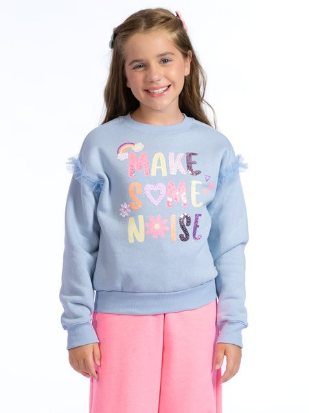 blusao infantil azul moletom felpa glitter paete tule 2