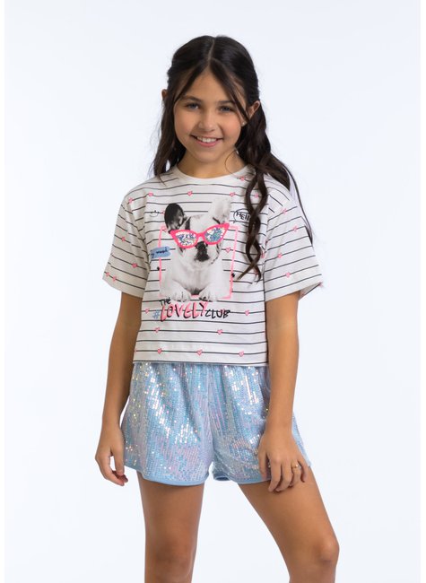 blusa infantil bulldog paete glitter listrada neon 2