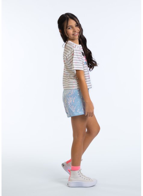 blusa infantil bulldog paete glitter listrada neon 4