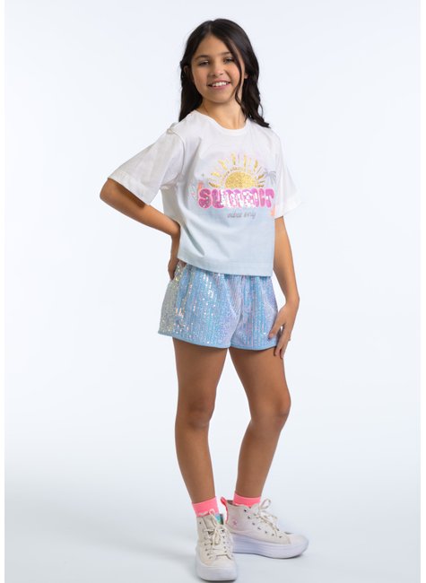 blusa infantil degrade summer glitter paete 4