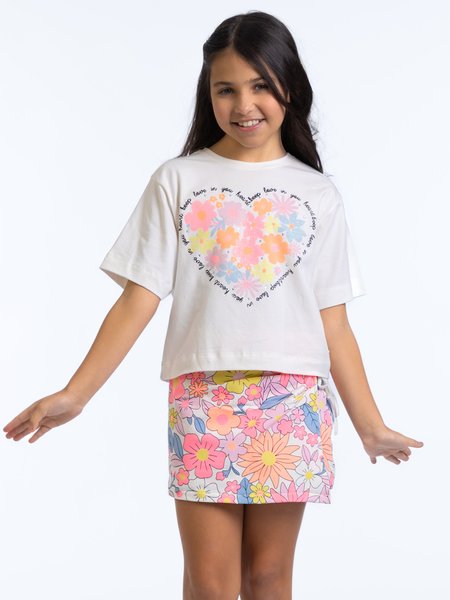 blusa infantil coracao floral glitter strass neon 1