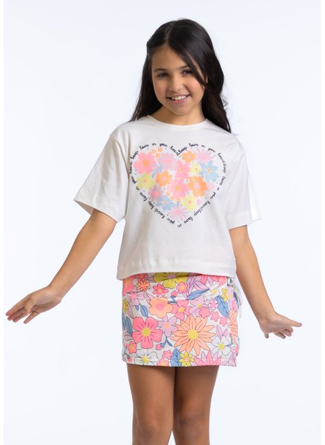 blusa infantil coracao floral glitter strass neon 1