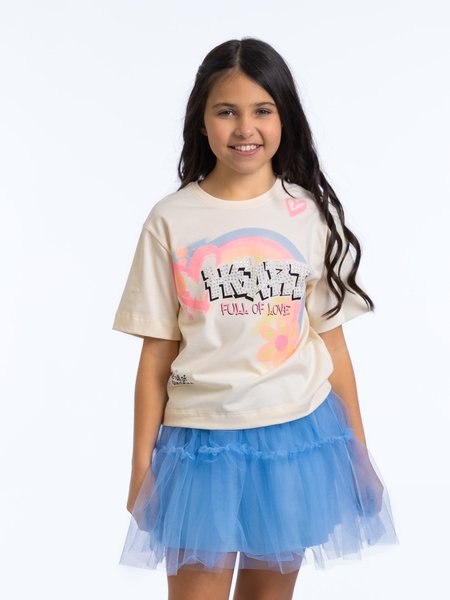 blusa infantil arco iris grafitado strass glitter neon 1
