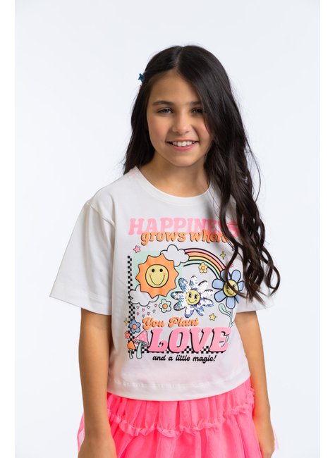 blusa infantil estampa divertida arco iris glitter paete 06
